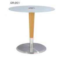 GRー２０１ガラステーブル　脚部付き　高さ２種類　木部色２色